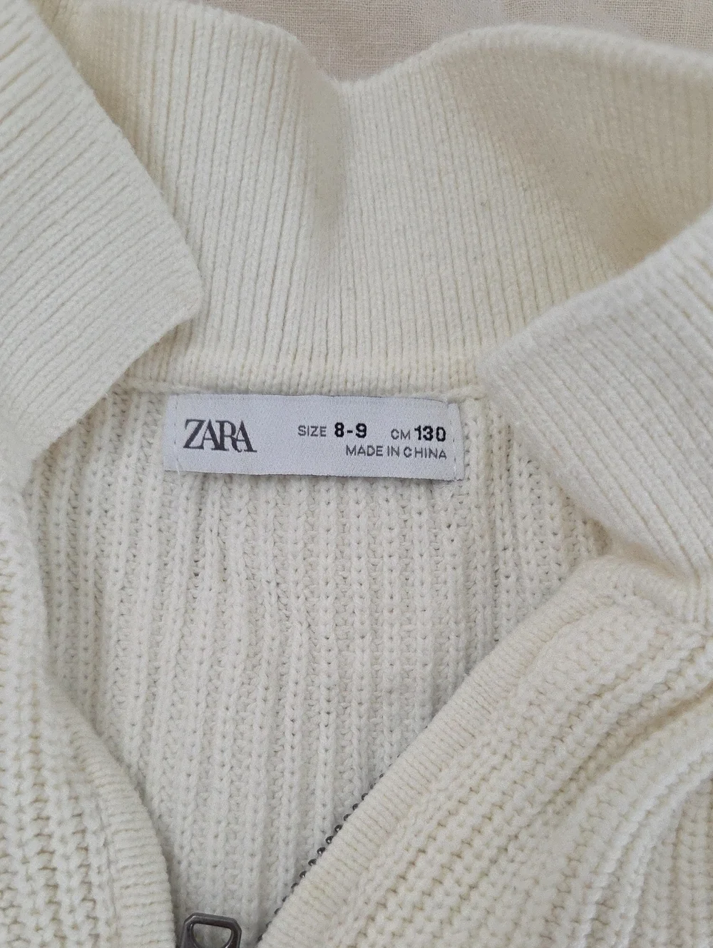 ZARA Kids Cream Half-Zip Sweater with Navy Stripe